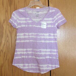 SONOMA WOMEN'S SIZE XS T-SHIRT LAVENDER TIE DYE EVERYDAY TEE V NECK SS TOP NWT